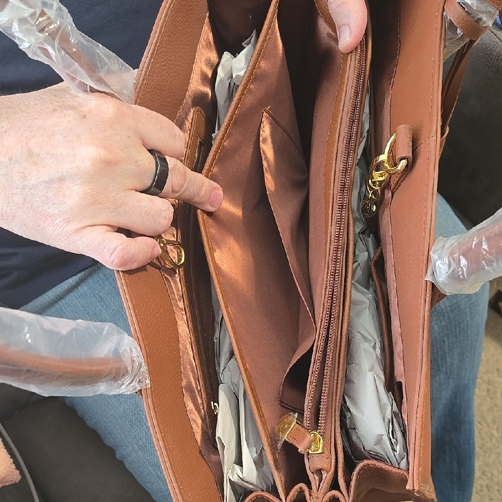 Joy & Iman Brown Leather Tote Bag - Picture 10 of 16